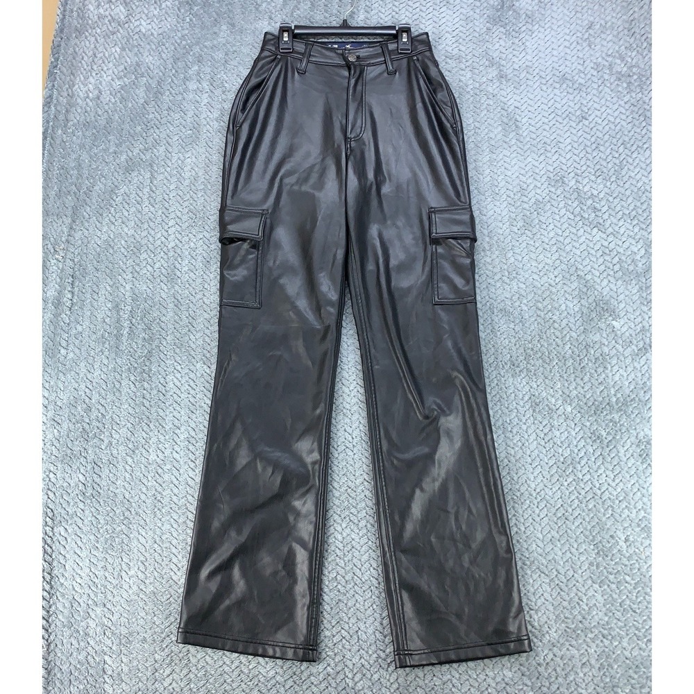 Hollister‎ Ultra High Rise Vintage Baggy Faux Leather Cargo Pants Women's 0L